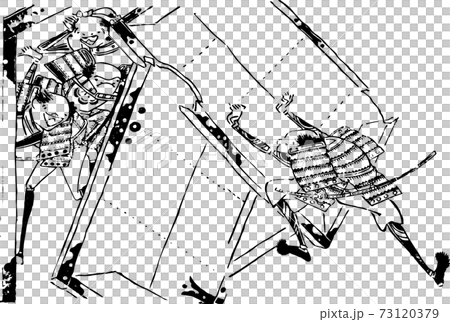 Samurai breaking through the gate 73120379