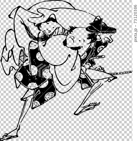 鬼女を背負う男性のイラスト素材