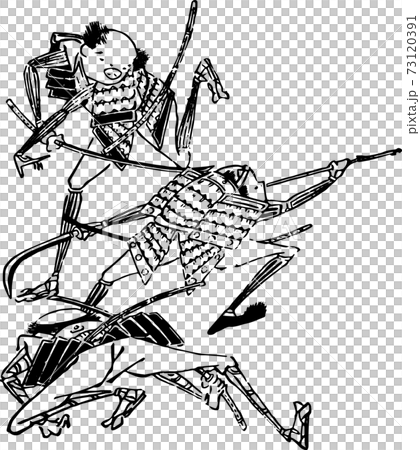 戦う武士たちのイラスト素材