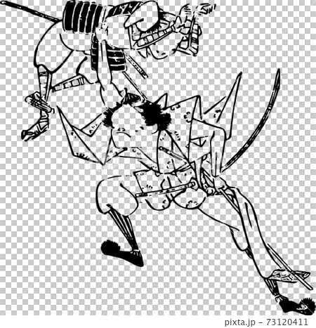 敵を片手で持ち上げる男性のイラスト素材