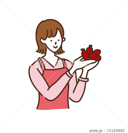 農業女子 農業 農家 苺 いちご 女性 イラストのイラスト素材 7316