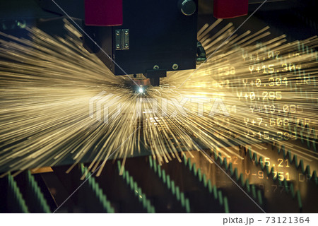 The abstract scene of fiber laser cutting machine. 73121364