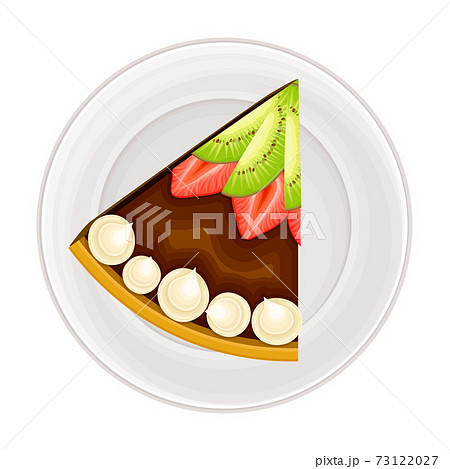 Piece of Chocolate Cake with Shortcrust and Cream as Sugary Dessert Rested on Plate Vector Illustration Piece of Chocolate Cake with Shortcrust and Cream as Sugary Dessert Rested on Plate Vector Illustration 73122027