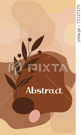 Abstract modern hipster poster, round fluid shapes and tropical plants. Scandinavian minimalism style. Vector illustration 73127175