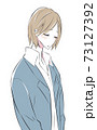 俯いて落ち込む女性 73127392