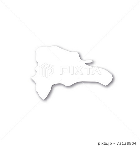 Dominican Republic - white 3D silhouette map of country area with dropped shadow on white background. Simple flat vector illustration 73128904