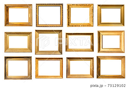 set of retro wooden picture frames cutout on white set of retro wooden picture frames cutout on white 73129102