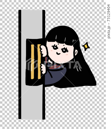 電柱から覗く女子学生 ストーカーのイラスト素材