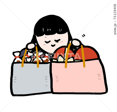 バレンタインデー 大量のチョコレートを運ぶ女の子 友チョコ義理チョコ本命チョコ Valentine のイラスト素材