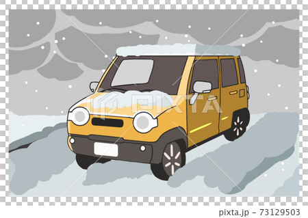 道路　雪道　曇り　軽自動車 73129503