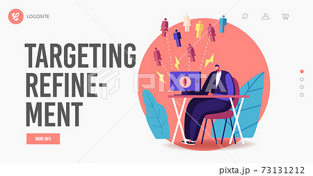 Inbound Marketing, Financial Goals Achievement Landing Page Template. Businessman Character Working on Computer Inbound Marketing, Financial Goals Achievement Landing Page Template. Businessman Character Working on Computer 73131212