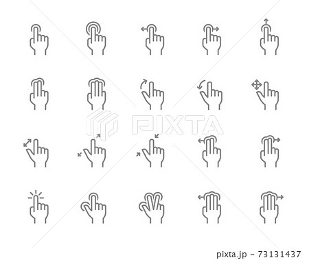 Set of touch screen gestures line icon. Hand click, finger multi touch, cursor pointer and more. Set of touch screen gestures line icon. Hand click, finger multi touch, cursor pointer and more. 73131437