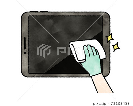タブレットPCの掃除や除菌-水彩 73133453
