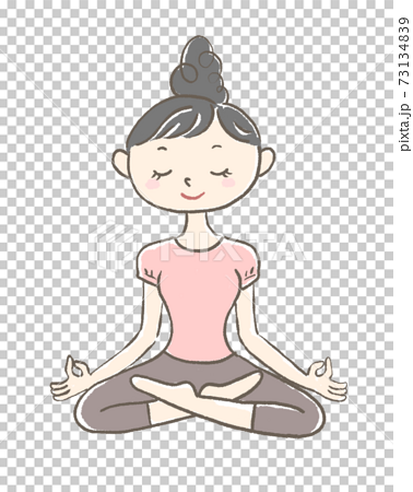 Illustration of a woman meditating in yoga - Stock Illustration [73134839]  - PIXTA