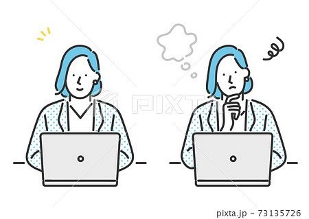 パソコンの操作をしているビジネスパーソンのイラスト素材 73135726