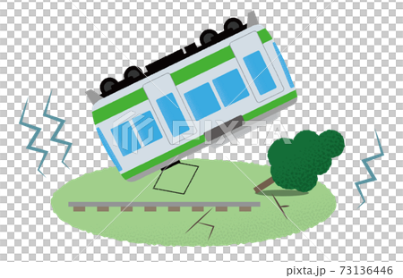 地震の被害に遭う電車のベクターイラスト 73136446