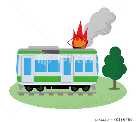 火災に遭う電車のベクターイラスト 73136469