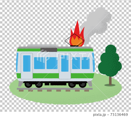 火災に遭う電車のベクターイラスト 73136469