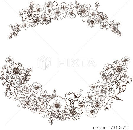 Line Art Simple Flower Frame Stock Illustration