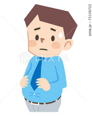 ぽっこりお腹の中年太り男性のイラスト素材