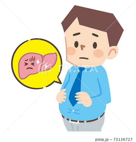 肥満の男性と弱った肝臓 肥満の男性と弱った肝臓 73136727