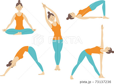 YOGA for Beginners-1day stock vector. Illustration of position - 53508276