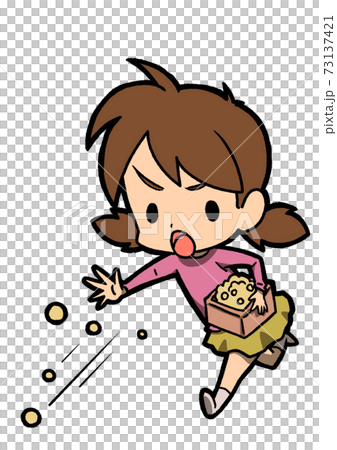 Girl color sowing beans 73137421