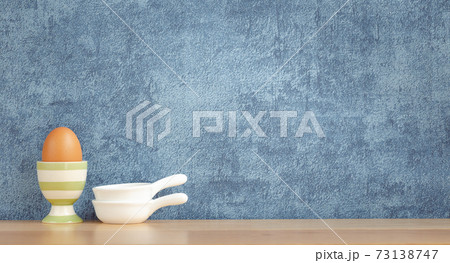 kitchenware decoration on wooden shelf with copy space 73138747
