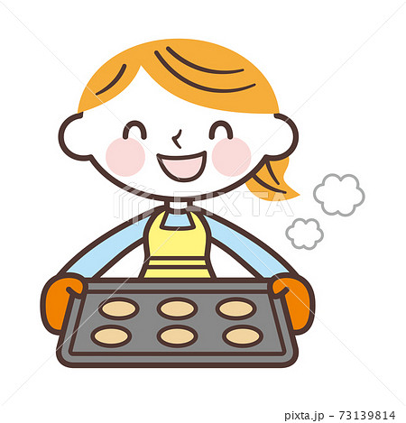 クッキーを焼く女性のイラスト素材