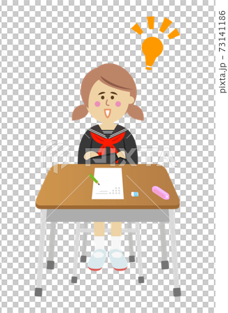 テストで答えが閃いた女子学生のイラストイメージ 73141186
