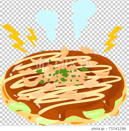 焼けているお好み焼き 焼けているお好み焼き 73141286