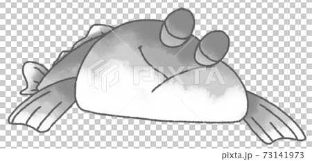 水彩風のデフォルメしたかわいいハゼ 灰色 のイラスト素材