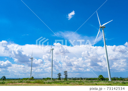 Wind turbine renewable energy source summer with blue sky Wind turbine renewable energy source summer with blue sky 73142534