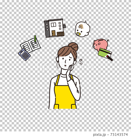 Illustration of a housewife thinking about a life plan Illustration of a housewife thinking about a life plan 73143574