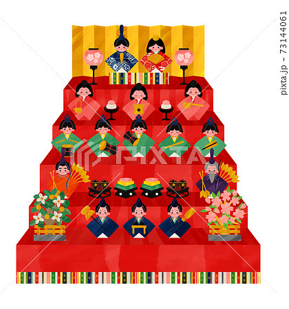 ひな祭りの雛人形5段飾りベクター イラストのイラスト素材