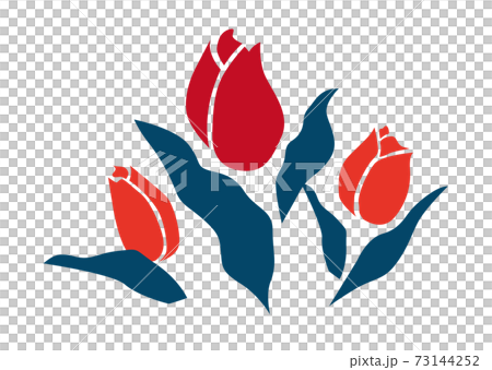 ちょこっとチューリップの手描き風の図案（和風） 73144252