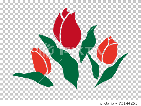 ちょこっとチューリップの手描き風の図案（和風） 73144253