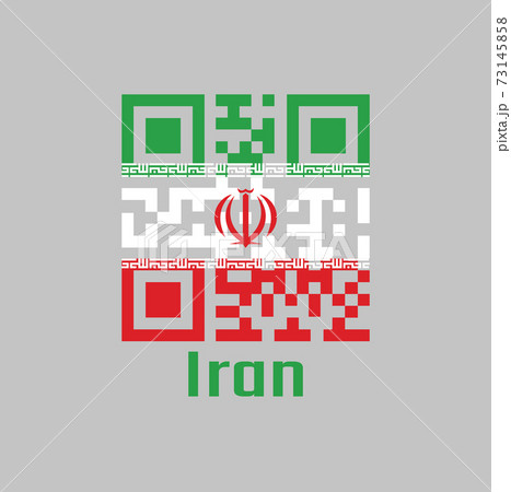 QR code set the color of Iran flag. and text Iran. 73145858