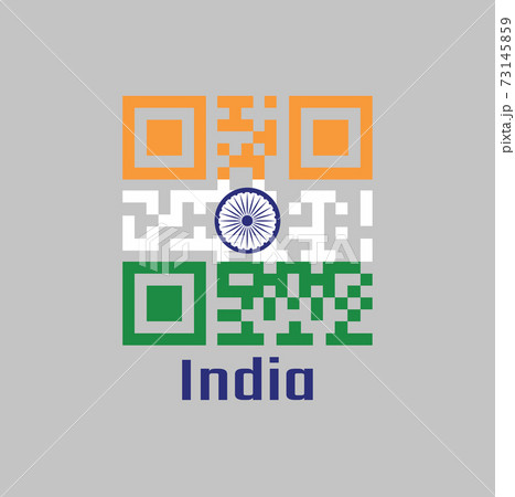 QR code set the color of India flag. with name text India. 73145859
