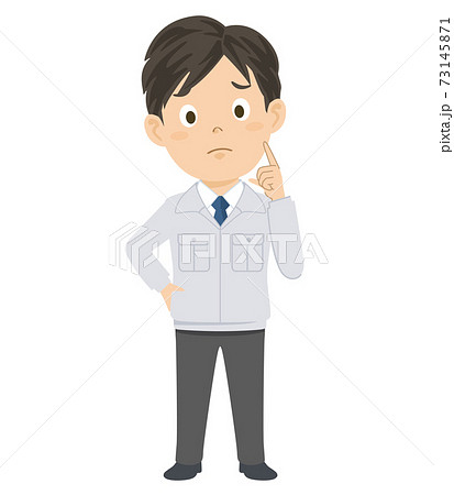 ビジネスマン 作業服 困る 悩む 建築 イラストのイラスト素材