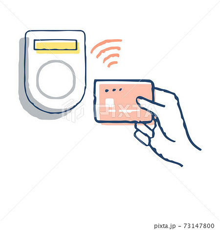 カード決済 クレジットカードを持つ手とカードリーダーのイラスト素材