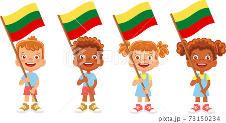 lithuania flag in hand set lithuania flag in hand set 73150234