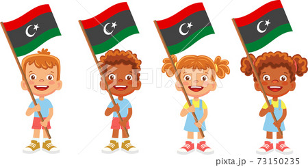 libya flag in hand set libya flag in hand set 73150235