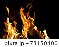 Fire flames on a black background. Abstract fiery texture. Realistic fire flames burn movement frame. Texture for Design. The texture of fire. Fire flames background. Blazing campfire. Sensitive 73150400