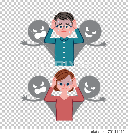 人間関係に悩む男性と女性のイラスト素材 73151411