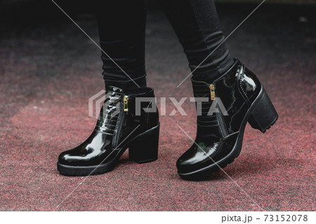 Patient leather woman shoes. Street fashion Patient leather woman shoes. Street fashion 73152078