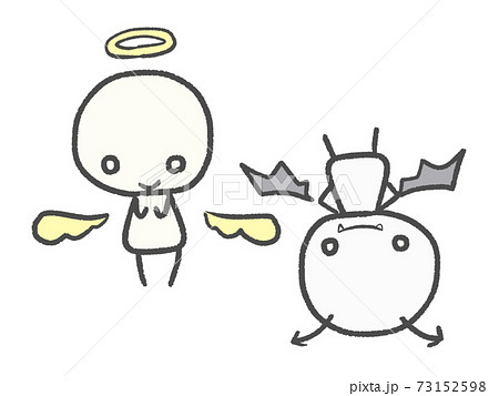 シンプルで可愛い天使と悪魔の棒人間のイラスト素材 [73152598] - PIXTA