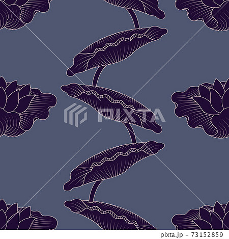 Tropical vintage lotus flower, water lily seamless chinese pattern Tropical vintage lotus flower, water lily seamless chinese pattern 73152859