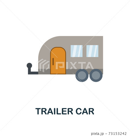 Trailer Car flat icon. Color simple element from car servise collection. Creative Trailer Car icon for web design, templates, infographics and more 73153242