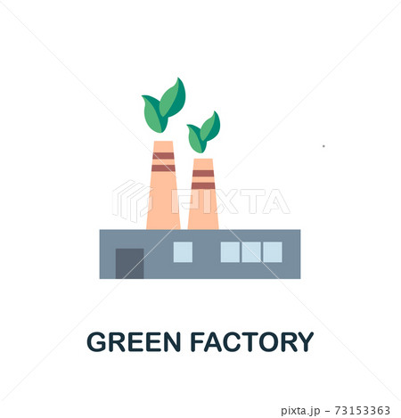Green Factory flat icon. Simple element from save the world collection. Creative Green Factory icon for web design, templates, infographics and more 73153363